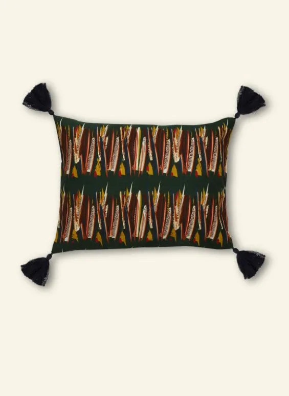 Outlet Palava Small Cushion Cover - Green Mid-Century Feather