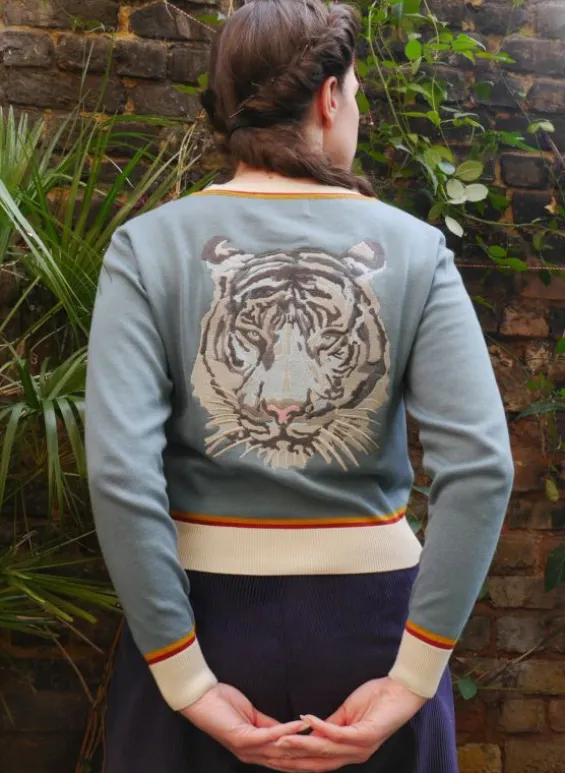 Best Sale Palava Vera Cardigan - Mineral Blue Arctic Embroidered Tiger