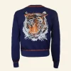 Best Sale Palava Vera Cardigan - Navy and Rust Embroidered Tiger