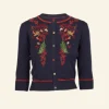 Shop Palava Vera Embroidered Cardigan - Navy Berries