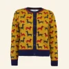 Outlet Palava Vera Jacquard Cardigan - Mustard Sausage Dog